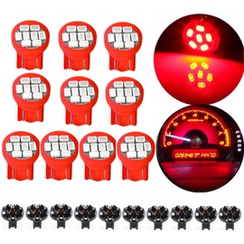 DSSOOY 10Pack T10 194 168 LED Light Bulb 158 161 2825 Instrument Panel Gauge Cluster Dashboard LED Light Bulb 8SMD Red