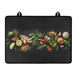 Txsniver Induction Cooktop Cover Oil-Proof Electric Stovetop Cover Heat Resistant Range Cover Protector Mat for Electric Stove, 29 x 21 Inch, Lemon Ginger Chili Pepper Olive Oil Seasoning