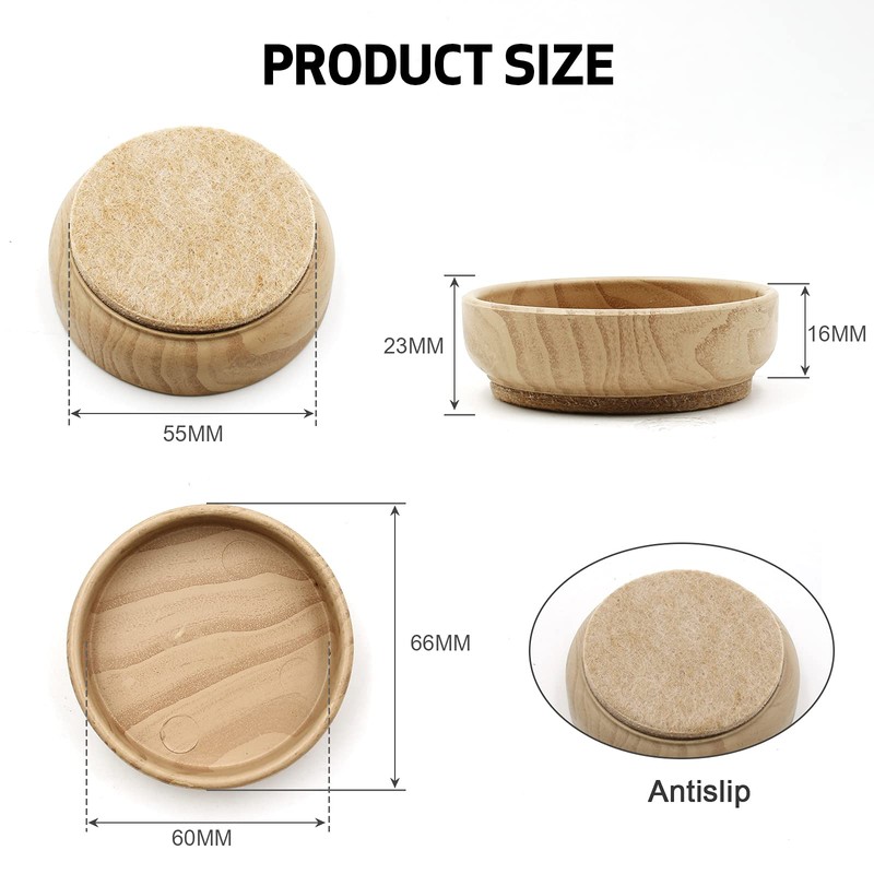 Felt Floor Cups 60mm/ 2.4 Inch Round Furniture Felt Castors