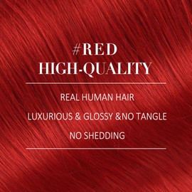 YoungSee Long Hair Nano Ring Hair Extensions Red Nano Human Hair Extensions Colorful Nano Tip Extensions Human Hair Nano Bead Extensions Red Beads Human Hair Extension 24Inch 25G/S