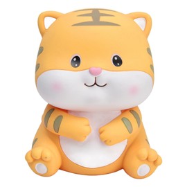 Animal Children's Money Box Cartoon Smile Animal Hand-Painted Craft Piggy Bank Ornaments Plastic Drop-Proof Money Box Gifts Cute Tiger Shape Savings Bank for Boys and Girls, 14 x 12 cm (#1)