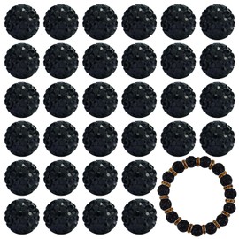 180PCS 10mm Clay Rhinestone Beads for Jewelry Making Clay Disco Ball Beads Sparkly Diamond Crystal Beads for Bracelet Necklace Earring Making (Black)