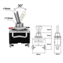 QitinDasen 8Pcs Premium Car Toggle Switch, ON-OFF 2 Position 2 Pins SPST Auto Rocker Switch, Waterproof Metal Mini Rocker Toggle Switch, for Car Truck Boat (15A 250VAC / 20A 125VAC)