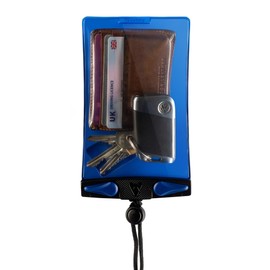 Aquapac Waterproof Travel Case Black/Blue, Made in the UK, Carry Cord, Travel Essential, 5 Year Warranty, Eco Friendly, Watersports, Hiking, Mountain Biking, Running Accessory