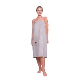 Ger3as Women's Sauna Kilt, 75% Linen, 25% Cotton, Sauna Towel with Elastic Band and Velcro Fastening, Cotton Cloth, Wellness Hand Towels, Quick-Drying, 85 x 145 cm