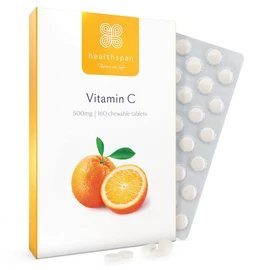 healthspan Healthspan Vitamin C 500mg (160 Chewable Tablets) | Supports Immune & Nervous Systems | Boosts Energy Levels & Psychological Function | Added Natural Citrus Bioflavonoids | Free of Aspartame | Vegan