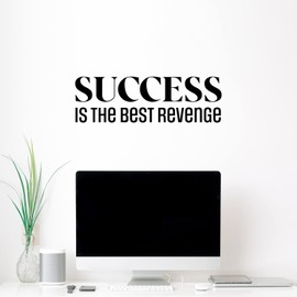 Vinyl Wall Art Decal - Success is The Best Revenge - 8" x 25" - Trendy Motivating Positive Quote Sticker for Home Living Room Workout Room Yoga Dance Center Gym Fitness Lifestyle Decor (Black)
