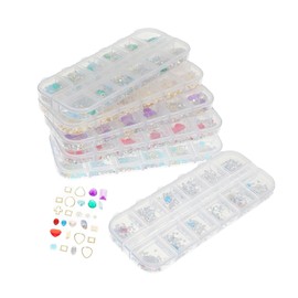 TEHAUX Fine Crafted Nail Art Stickers 6 Pack 12 Grids Strip Box Rivet Rhinestones Rhinestone Patch for DIY Manicure and Home Decor