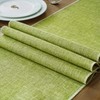 Green Table Runner in Country House Style, Rustic Linen Coffee