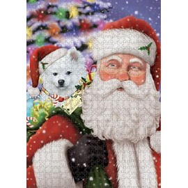 Doggie of The Day - Jolly St Nick with American Eskimo Dog - Jigsaw Puzzle for Adults - Interlocking Puzzle Game Artwork - Gift for Dog Lovers, 200 pcs. DOTD200PZLE2281
