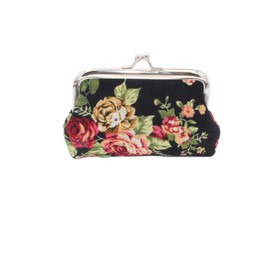 Cute Black Floral Buckle Coin Purses Vintage Pouch Kiss-lock Change Purse Wallets Wallets, Card Cases and Money Organizers Accessories(9cmX7cm)