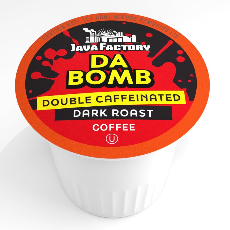 Java Factory High Caffeine Coffee Pods, Da Bomb Dark Roast,