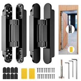 Lipshome 9.7" Hidden Door Hinge/Concealed Hinges,Invisible Hinges,Invisible Door Silent 180 Degree Swing Hinge 3-Way Adjustable Butt 9.7 x 3.3 x 1inch (Pack of 2) (Black 10 inches)