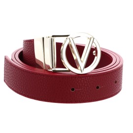 VALENTINO Roof Plaque Buckle Belt W115 Rosso Scuro/Oro - Can be Shortened, Rosso Scuro / Oro