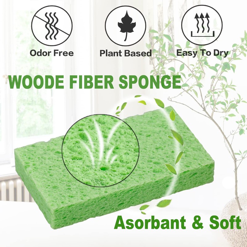 Temede Cellulose Sponges,Heavy Duty Scrub Sponges,Non-Scratch Kitchen Sponges for Dish,Colorful