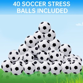 40 Pcs Mini Soccer Balls,Squeezable Stress Soccers,Small Foam Sports Balls,Soccer Stress Ball for Kids Adults Soccer Party Favors Ball Games,Soccer Sports Stress Relief Balls Bulk with Drawstring Bag