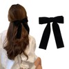 CHANJIF ベロア リボン 黒 ヘアクリップ ロングリボン 蝶結び ベルベット 小顔 かわいい