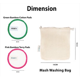 AXATY 3-Layers 12 Reusable Makeup Remover Pads-Organic Bamboo Cotton Pads Eco-Friendly Reusable Face Pads Makeup Remover for All Skin Types with Cotton Draw String Laundry Bag (12 PCS Set)