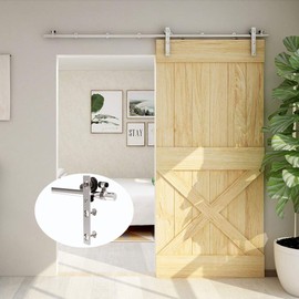 TSMST 5FT Sliding Barn Door Hardware Kit, Stainless Steel Heavy Duty Sturdy Barn Door Track for Single Wood Door, Slide Smoothly Quietly (L Style)