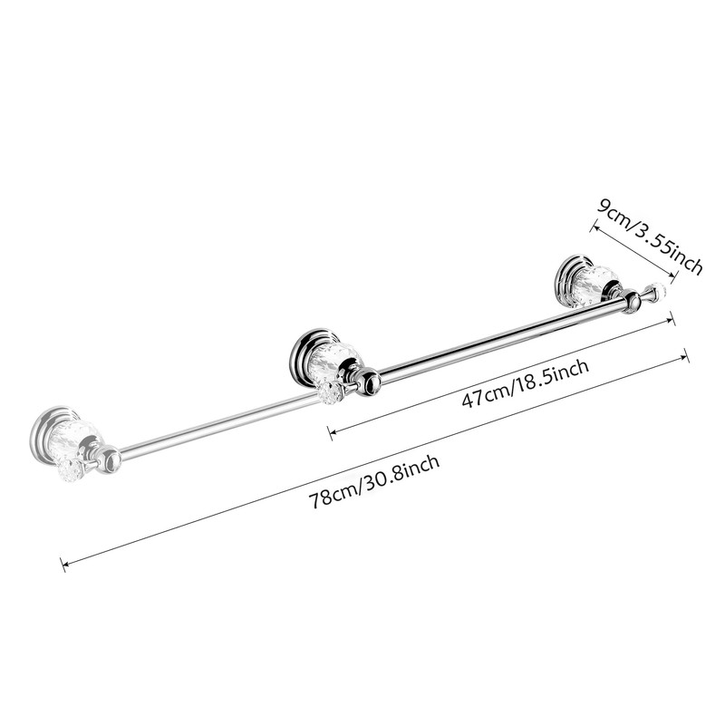 BATHSIR Crystal Towel Bar 24 Inch, Chrome Bathroom Towel Rack,