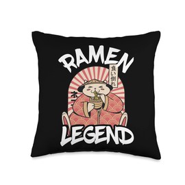 Funny Ramen Food Lover Ramen Legend Fat Cat Lover Japanese Noodles Foodie Anime Throw Pillow, 16x16, Multicolor