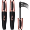 2 Pack 4D Silk Fiber Lash Mascara, Long Lasting Eyelashes, Lengthening and Thick, Waterproof & Smudge-Proof, All Day Exquisitely Full