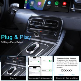 2-in-1 Wireless CarPlay & Android Auto Adapter, Dual-Band 5GHz Wi-Fi & Bluetooth Dongle, Compatible with 800+ Car Models (2016+), Plug & Play for Seamless Apple CarPlay and Android Auto Experience