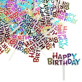 SaktopDeco - 50 piezas de plástico colorido para cupcakes de cumpleaños, decoración de mesa de postre, decoración de mesa