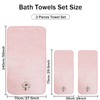 USTIDE 3 Pieces Pink Rose Flora Bath Towel Set, Ultra
