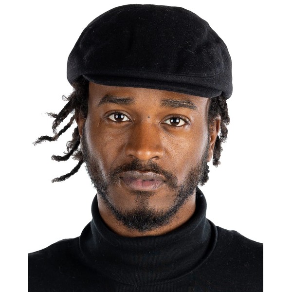 Funky Junque Men's Duckbill Slim Flat Cap - Black -