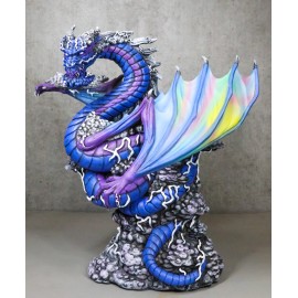 Ryvthys Air Elemental Blue Wind Rainbow Winged Dragon On Lightning Clouds Statue