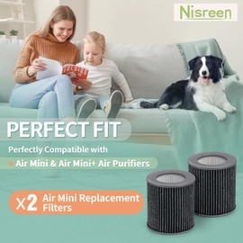 Nisreen Air Mini Filter for PECO-HEPA Tri-Power Filter Compatible with Molekule Air Puri-fier Air Mini & Air Mini+ | 3 in 1 High-Efficiency Filtration System with Activate Carbon, 2 Packs