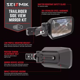 Seizmik Kawasaki Ridge Folding Side Rear View Mirrors Seizmik Trailrider 2024+