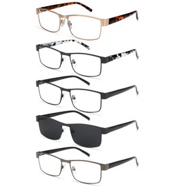 BLS Businessman Rectangular Reading Glasses - Professional Durable Readers - Blue-Light Blocking Lenses