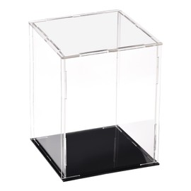 TA-VIGOR Acrylic Clear Display Box, 10 x 10 x 15cm Assemble Countertop Case Cube Storage Box Organizer Stand Dustproof Protection Showcase with Black Base for Collectibles Storage