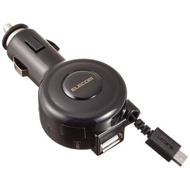 エレコム カーチャージャー 車載充電器 マイクロUSB巻き取りケーブル USB×1ポート 2.4A グレー TB-CCM03BK
