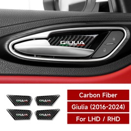4PCS Car Inner Door Bowl Cover Trim Carbon Fiber Decal Sticker fits for Alfa Romeo Giulia 2016 2017 2018 2019 2020 2021 2022 2023 2024 Accessories