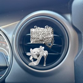 ZIMISI 2PCS Bling Elephant Car Vent Clips, Crystal Diamond Car Air Freshener Vent Clip, Shiny Air Conditioning Outlet Clip, Automotive Interior Decorative Accessories for Women (Silver)