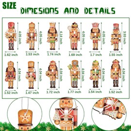 Pack of 12 Nutcracker Wooden Pendants Christmas, Christmas Decoration Pendants, Wooden Nutcracker Soldier Pendant, Christmas Tree Decoration, Wooden Nutcracker Christmas Decoration