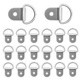 KVAEY 20 PCS Small Steel D-Ring Tie Downs, Heavy Duty Steel Anchor Lashing Ring for Cargo Load, D-Ring Anchor Point for Loads on Case Truck Trailer RV Camper Boats, Car Accessories (Silver)