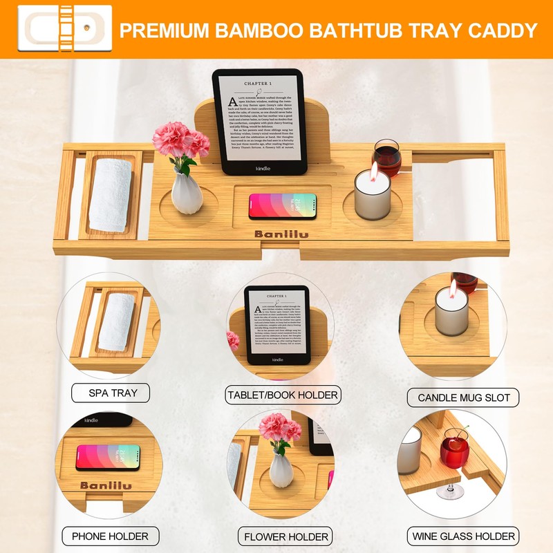 Banlilu Bathtub Tray - Bath Tray Expandable - Bath Tub