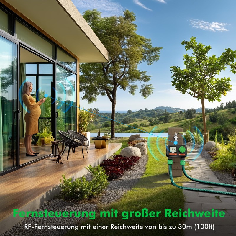 RESTMO RF Remote Control Irrigation Computer Water Timer for Outdoor