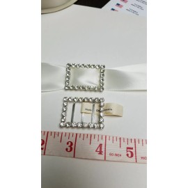 Fred Frankel Set of 4 Rectangle Rhinestone Crystal Buckles Slider Sash belt accent 1 3/4 in.