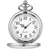 Tiong Silver Smooth Steel Bracket Design Men's Pocket Watch Arabic