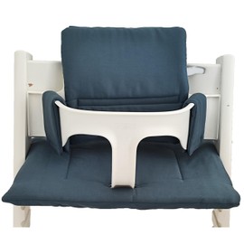 Kadem® Seat Cushion 100% Organic Cotton Classic Cushion Seat Cover High Chair Cushion 2-Piece Suitable for Stokke Tripp Trapp High Chair Machine Washable Easy Quick Attachment Blue