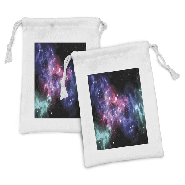 Ambesonne Outer Space Fabric Pouch Set of 2, Stars and