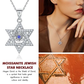 DAYBYDAY Star of David Necklace for Women 925 Sterling Silver Magen David Necklace Moissanite Jewish Jewelry