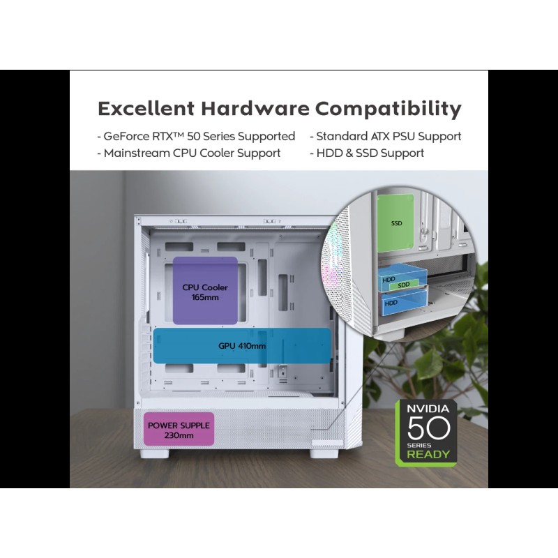 MONTECH X5- ATX Mid-Tower Gaming PC Case, High Airflow, 3x