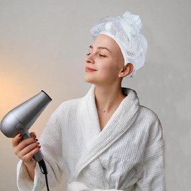 2Pcs Drawstring Net Plopping Cap Reusable Hair Plopping Cap Soft Comfortable Sleep Bonnet Shower Hat Adjustable Hair Bonnet for Women Drying Hair