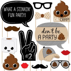 Party 'Til You're Pooped - Poop Emoji Party Photo Booth Props Kit - 20 Count